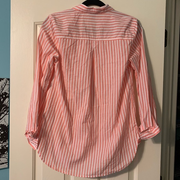 pink and white striped half sleeve button up - Picture 5 of 5